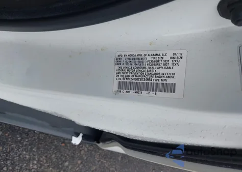 2012 Honda Odyssey Ex-L from USA, damaged, VIN 5FNRL5H60CB134954